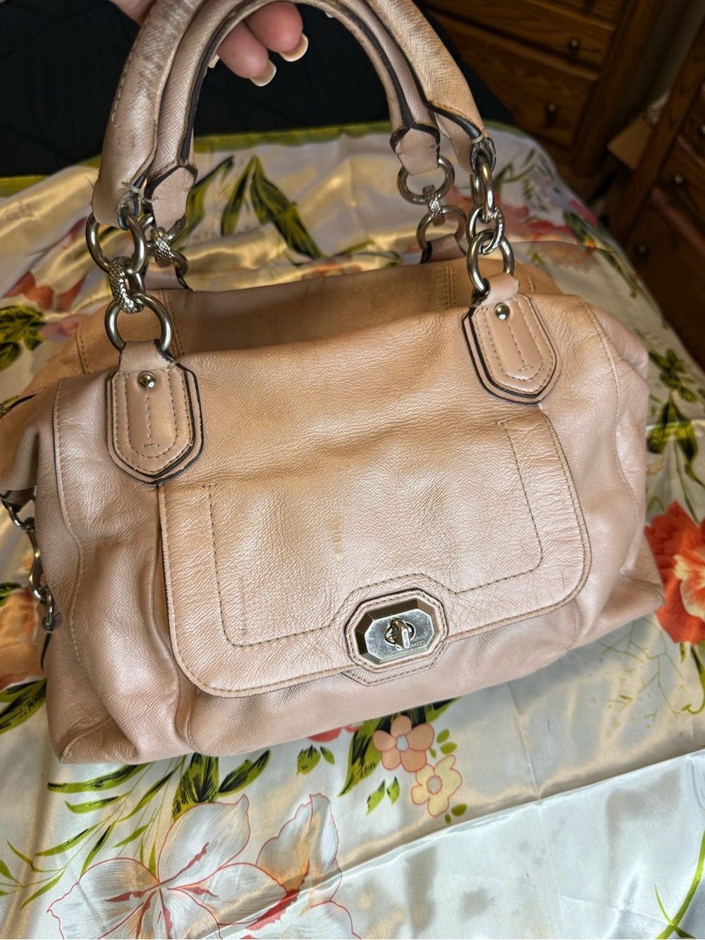 Coach Campbell Turnlock Satchel Blush Pink Leather Bag